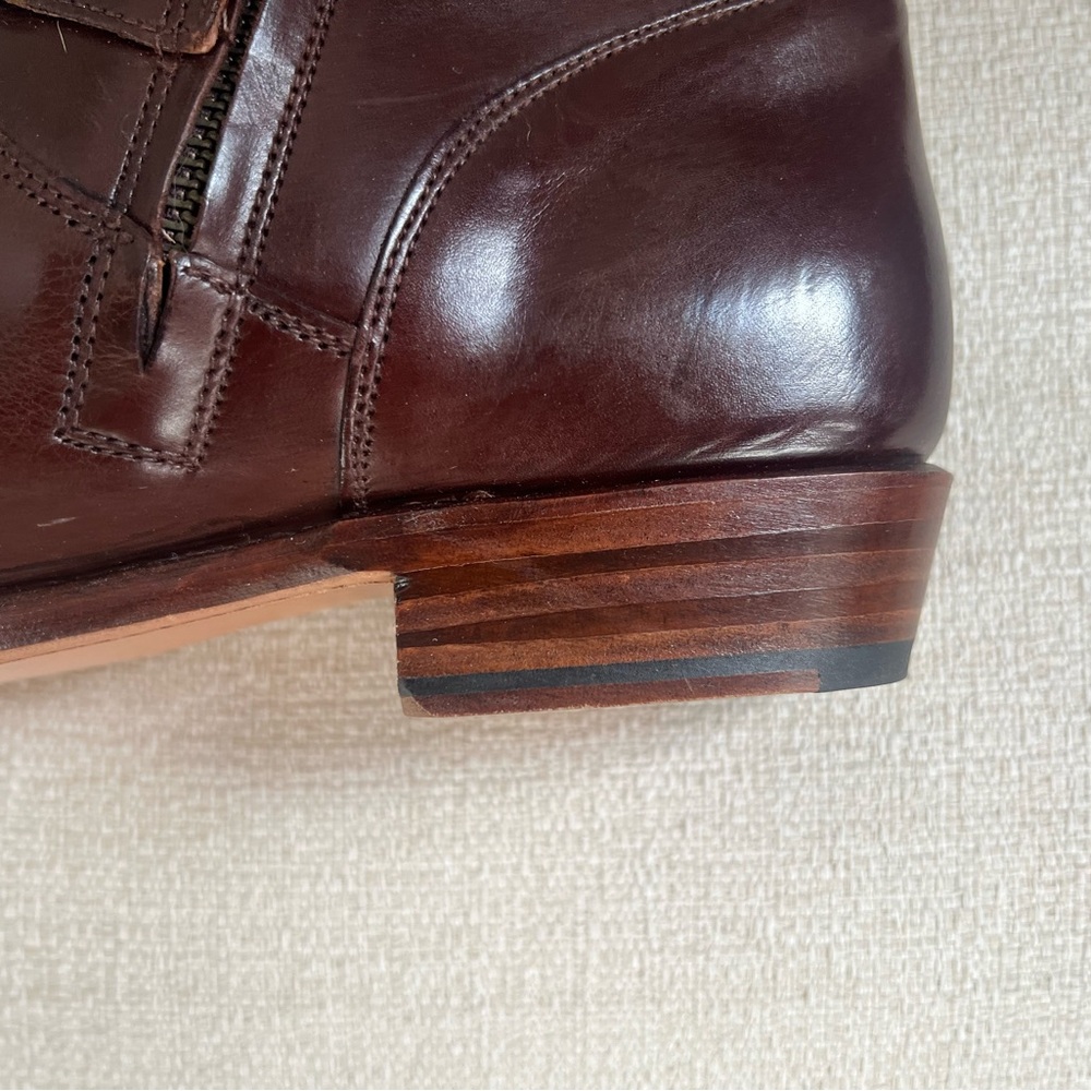 Frye Dorado Buckle Brown Tall Leather Boots 8 Box says 8.5 - Picture 12 of 15